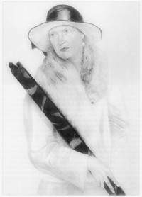 Hedwig Woermann Selbstporträt mit Rollbild um 1932 · Wolf Karge, Hedwig Woermann 1879-1960, Katalog; herausgegeben vom Landkreis Vorpommern-Rügen, Ribnitz-Damgarten 1996