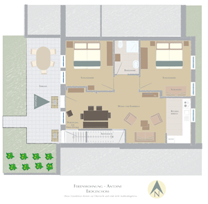 Ferienwohnung Clara - Grundriss · © Silvia Priebe Ferienwohnung Antoine - Grundriss · © Silvia Priebe